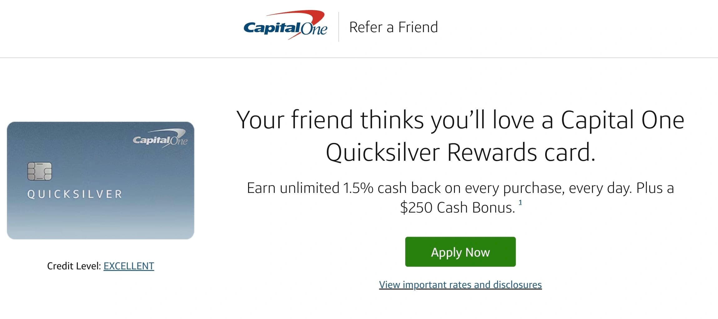 Capital One Quicksilver Rewards Card Screenshot