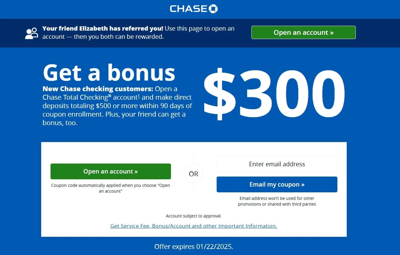 Chase Referral Program Screenshot