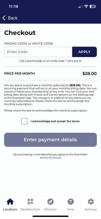 EverWash Referral Program Screenshot