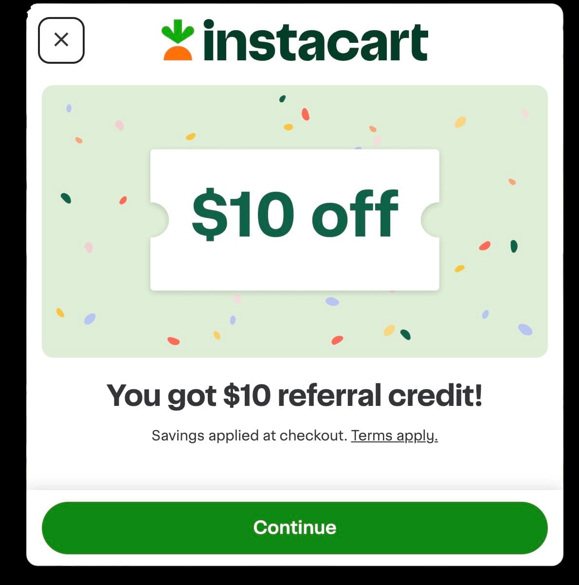 Instacart Referral Program Screenshot