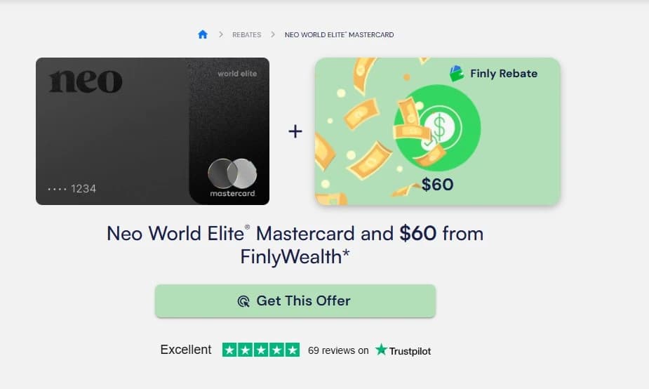 Neo World Elite Mastercard Referral Program Screenshot