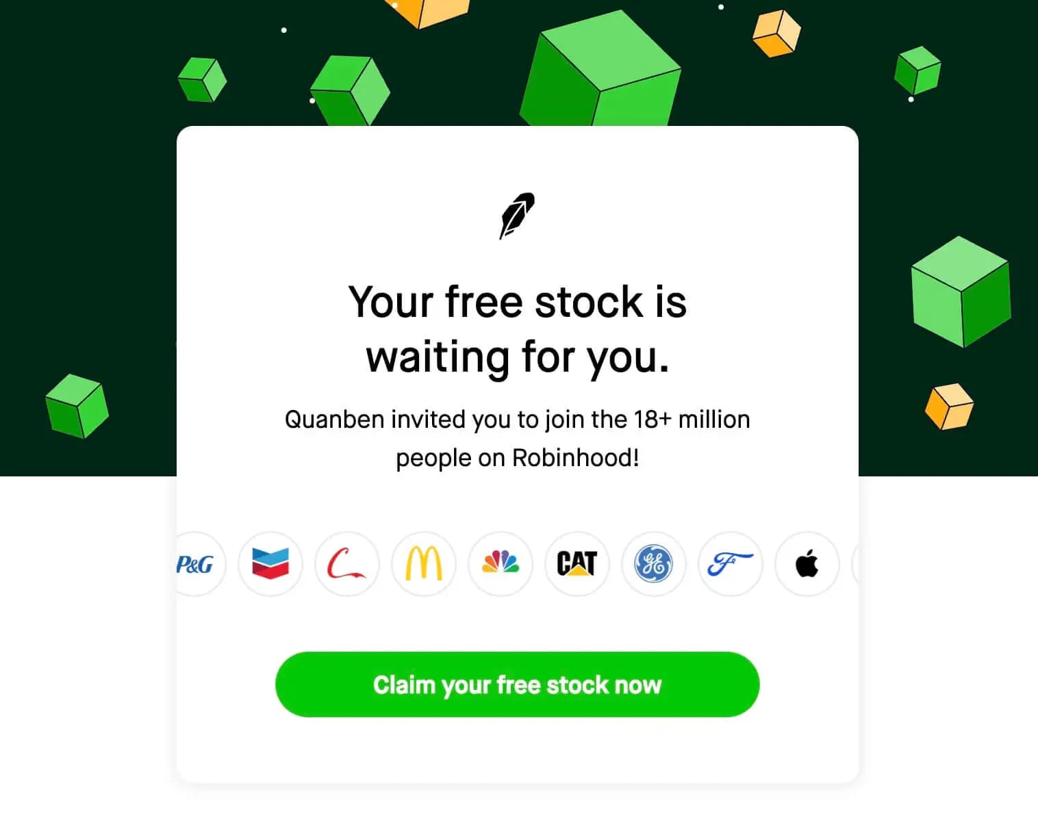 Robinhood Referral Program Screenshot