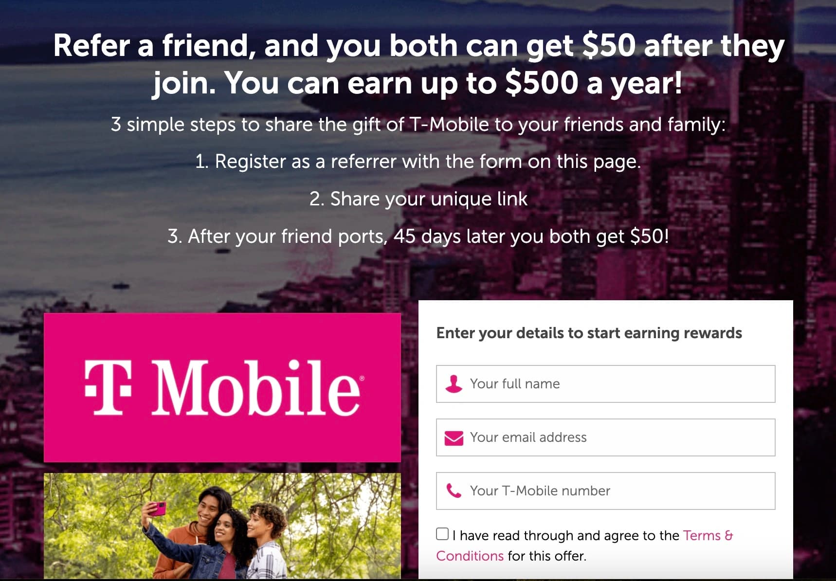 T-Mobile Referral Program Screenshot